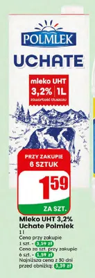 Mleko UHT 3,2% Uchate Polmlek promocja w Dino