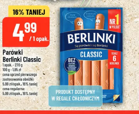 Parówki Berlinki Classic promocja w POLOmarket