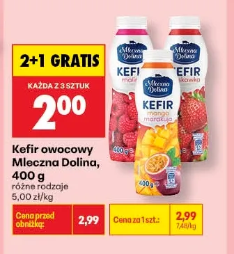 Kefir owocowy Mleczna Dolina malina promocja w Biedronka