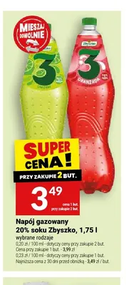 Napój gazowany Zbyszko 3 Cytryna 20% soku promocja w Twój Market