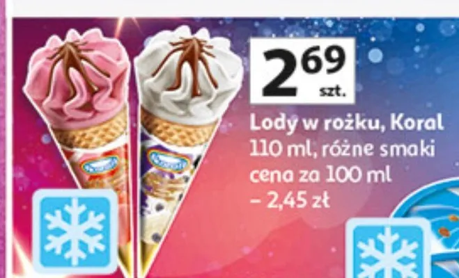 Lody w rożku, Koral różne smaki promocja w Auchan