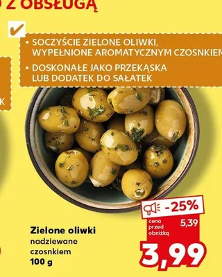 Zielone oliwki nadziewane czosnkiem promocja w Kaufland