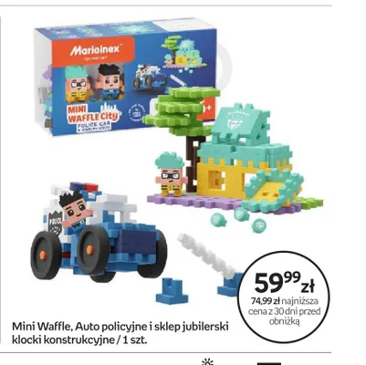 Klocki konstrukcyjne Marioinex Mini Waffle Auto policyjne i sklep jubilerski promocja w Empik