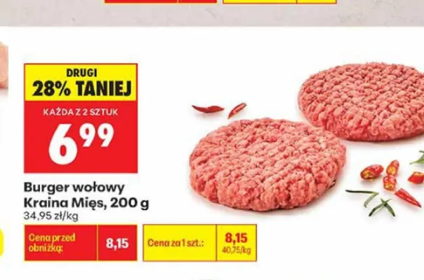 Burger wołowy Kraina Mięs promocja w Biedronka