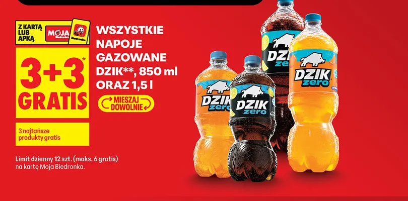 Napoje gazowane Dzik promocja w Biedronka