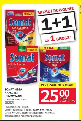 Kapsułki do zmywarki Somat Excellence 3in1 promocja w Selgros