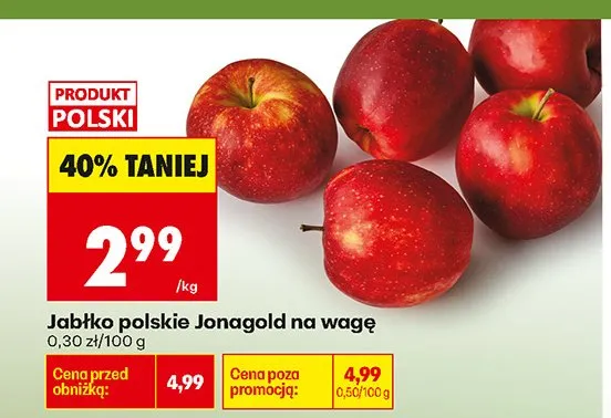 Jabłka polskie Jonagold na wagę promocja w Biedronka