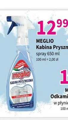 Płyn do czyszczenia kabin prysznicowych Meglio spray promocja w Drogerie Polskie