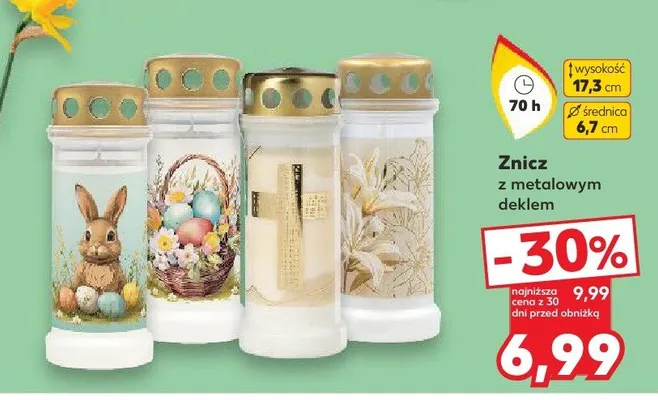 Znicz z metalowym deklem promocja w Kaufland