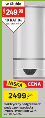 Elektryczny podgrzewacz wody z pompą ciepła LYDOS HYBRID 80 wi-fi promocja w Leroy Merlin