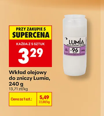 Wkład olejowy do zniczy Lumia promocja w Biedronka