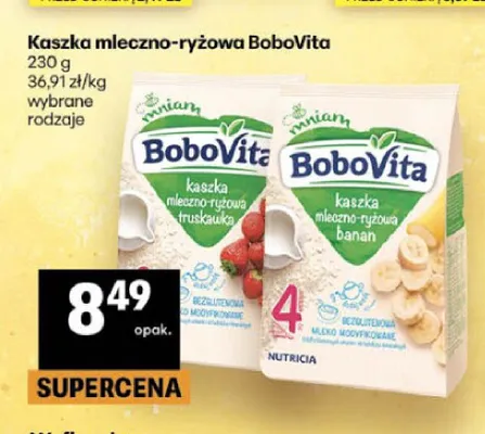 Kaszka mleczno-ryżowa BoboVita bananowa promocja w Delikatesy Centrum