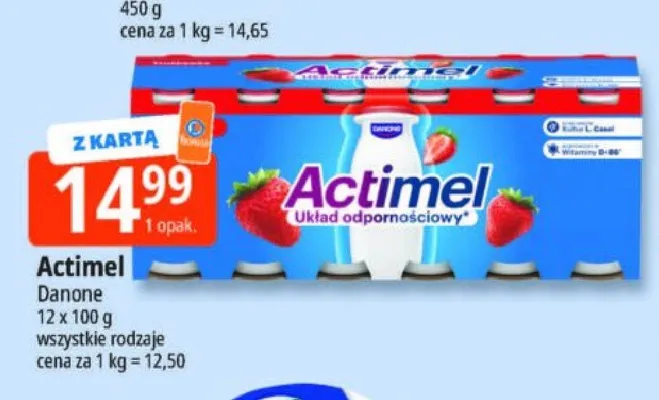 Napój probiotyczny Actimel Danone 12-pak promocja w Leclerc