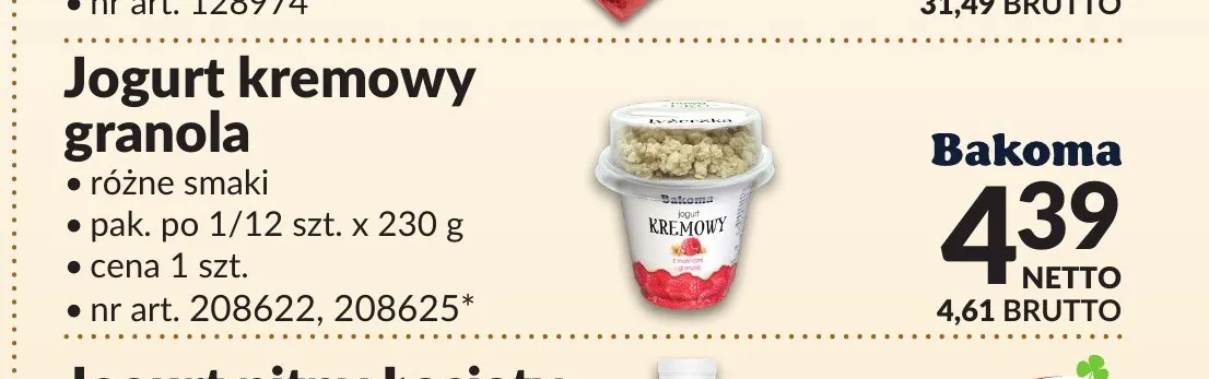 Jogurt kremowy granola Bakoma promocja w Makro
