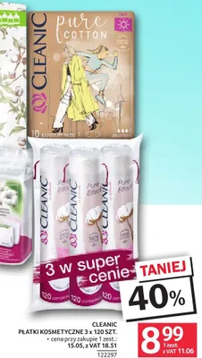 Płatki kosmetyczne Cleanic 3 x 120 szt. promocja w Selgros