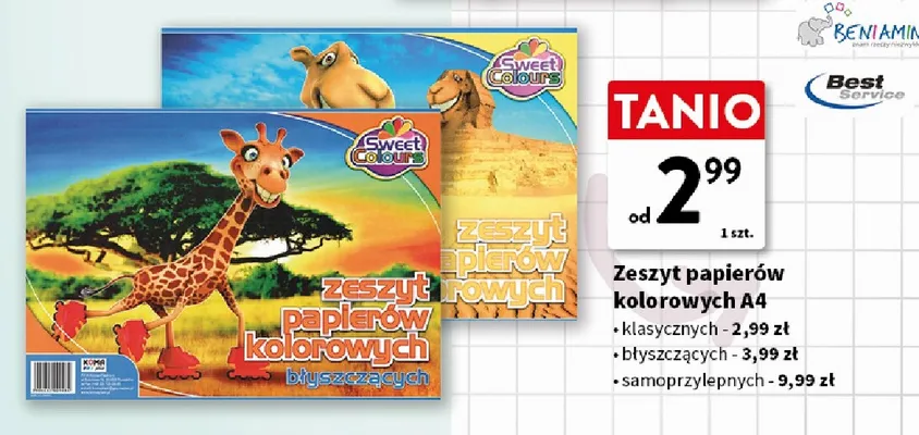 Zeszyt papierów kolorowych A4 klasycznych Best Service promocja w Intermarche