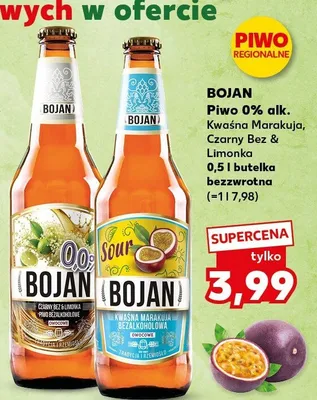 Piwo Bojan 0% alk. Czarny Bez & Limonka promocja w Kaufland
