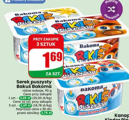 Serek puszysty Bakuś Bakoma truskawkowy promocja w Dino