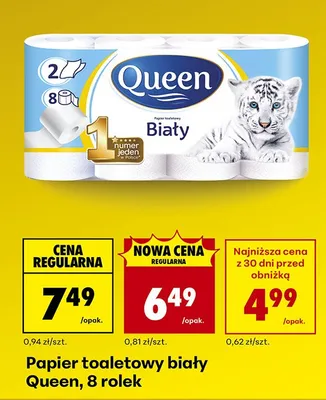 Papier toaletowy biały, 8 rolek promocja w Biedronka