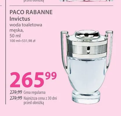 Woda toaletowa męska PACO RABANNE Invictus promocja w Hebe
