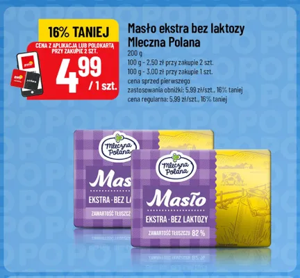 Masło ekstra bez laktozy Mleczna Polana promocja w POLOmarket
