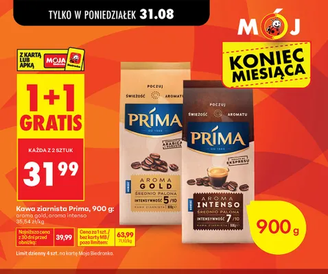 Kawa ziarnista Prima Aroma Gold promocja w Biedronka