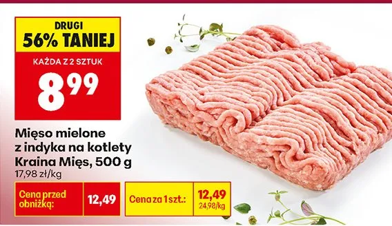 Mięso mielone z indyka na kotlety  promocja w Biedronka