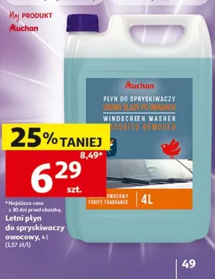 Letni płyn do spryskiwaczy owocowy Auchan 4l promocja w Auchan