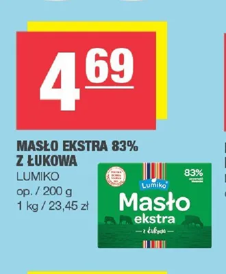 Masło ekstra 83% z Łukowa Lumiko promocja w SPAR