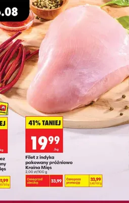 Filet z indyka pakowany próżniowo Kraina Mięs promocja w Biedronka