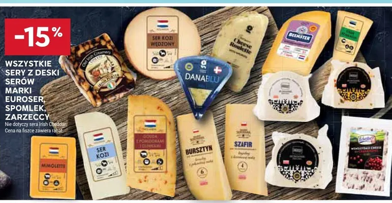 Wszystkie sery z deski serów marki Euroser, Spomlek, Zarzeccy promocja w Stokrotka