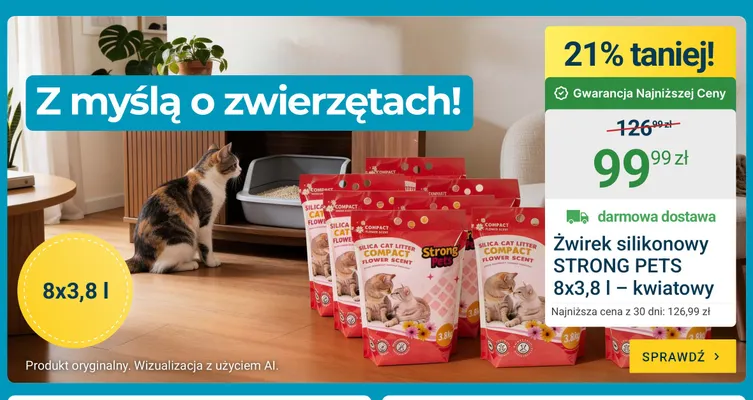 Żwirek silikonowy Strong Pets 8-pak 3,8 l kwiatowy promocja w ERLI
