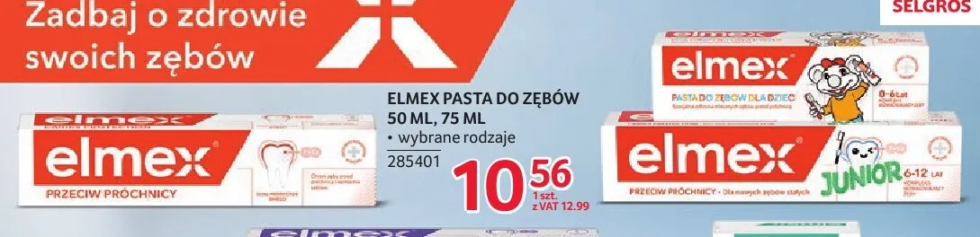 Pasta do zębów dla dzieci Elmex promocja w Selgros