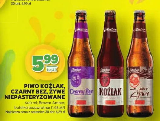 Piwo Koźlak, Czarny Bez, Żywe Niepasteryzowane promocja w Stokrotka