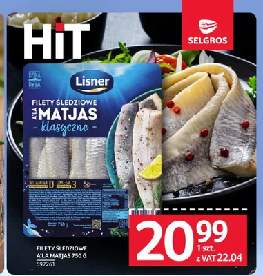Filety śledziowe a'la Matjas klasyczne Lisner promocja w Selgros