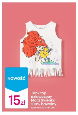 Tank top dziewczęcy Mała Syrenka Disney promocja w Pepco