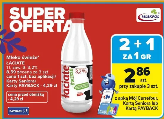 Mleko świeże promocja w Carrefour