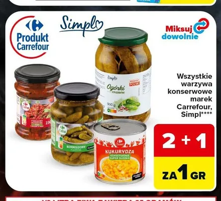 Warzywa konserwowe Carrefour Simpl promocja w Carrefour Market