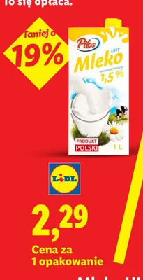 Mleko UHT Pilos 1,5% promocja w Lidl