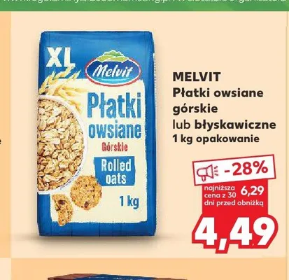 Płatki owsiane górskie Melvit promocja w Kaufland