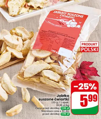 Jabłko suszone ćwiartki promocja w Dino