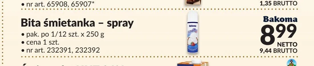 Bita śmietanka - spray Bakoma promocja w Makro