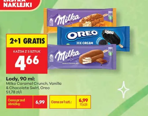 Lody Milka Caramel Crunch promocja w Biedronka