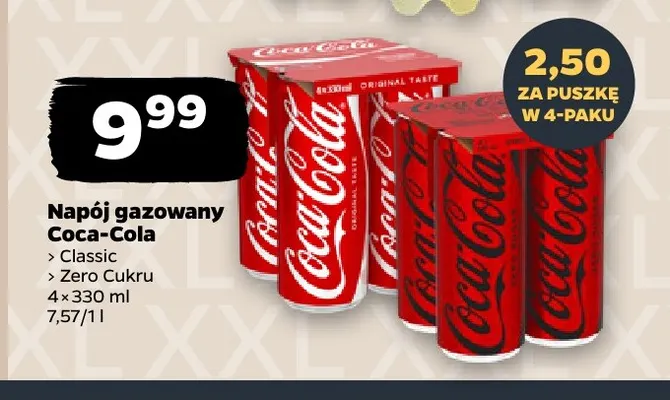 Napój gazowany Coca-Cola Zero Cukru 4-pak promocja w Netto