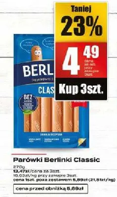 Parówki berlinki classic promocja w Supeco