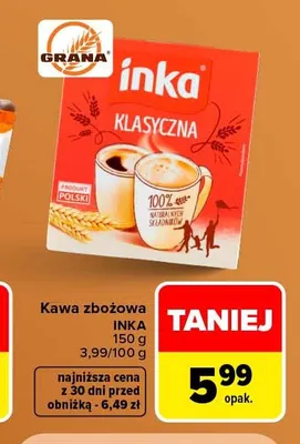 Kawa rozpuszczalna zbożowa Inka klasyczna promocja w Carrefour