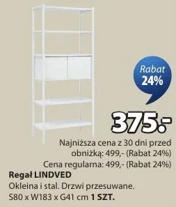 Regał Lindved okleina i stal. Drzwi przesuwane promocja w Jysk
