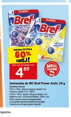 Zawieszka do WC Bref Power Activ Lavender promocja w Twój Market