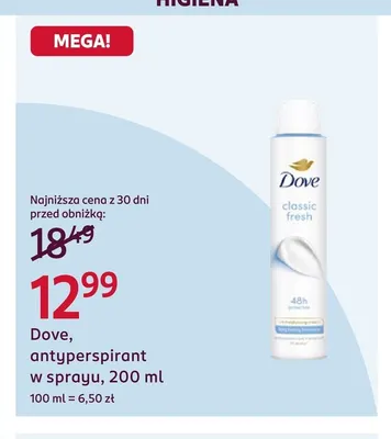 Antyperspirant w sprayu Dove promocja w Rossmann
