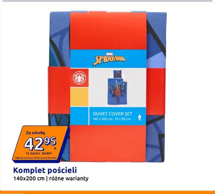 Komplet pościeli Spider-Man 140x200 cm promocja w Action